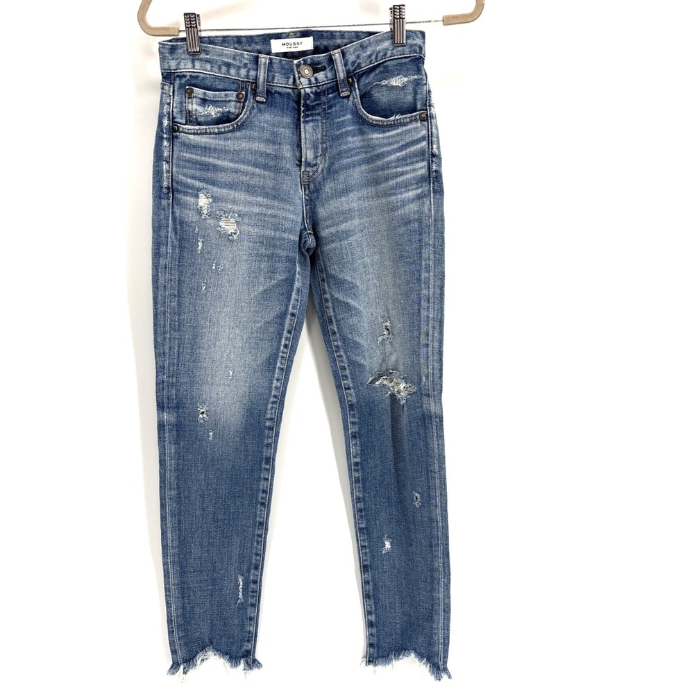 Moussy Vintage Howa Jeans 25 Blue Mid Rise Distressed Japanese Denim